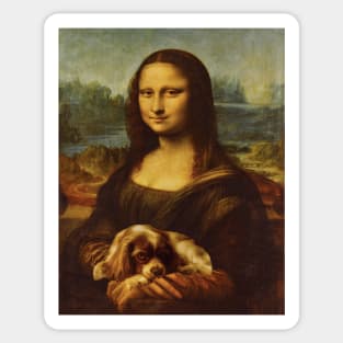 Mona Lisa and Cavalier King Charles Spaniel Dog Sticker